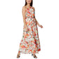 BCBGeneration Womens Metallic Maxi Halter Dress Ivory 16