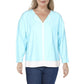 Tommy Hilfiger Womens Plus Knit Contrast Trim Top Blue 0X