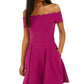 B. Darlin Womens Juniors Scalloped Off-The-Shoulder Mini Dress Purple 1/2