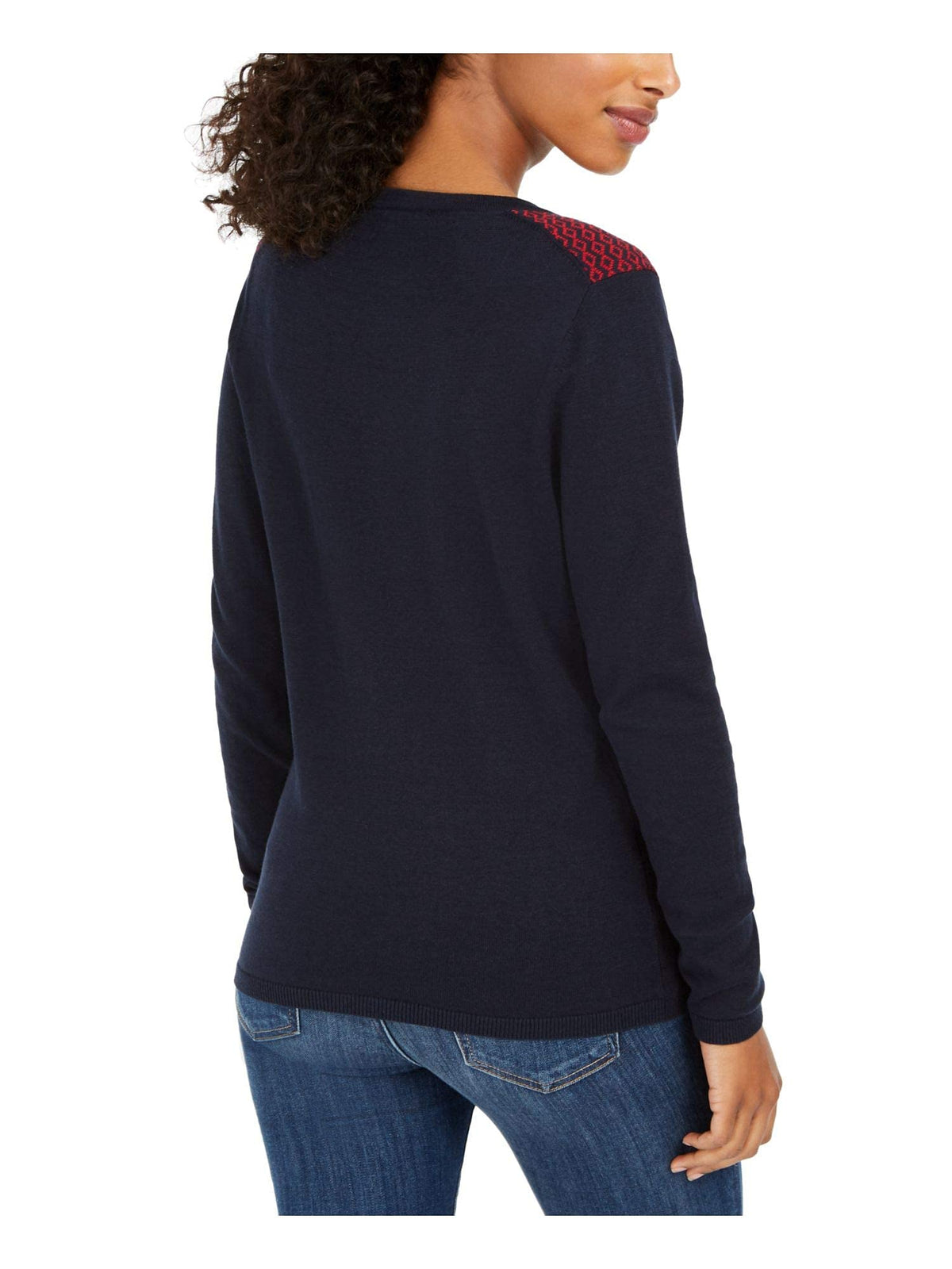 Tommy Hilfiger Womens Fair Isle Long Sleeve Sweater Red XS