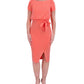 kensie Womens Coral Tie Waist Midi Dress Size 14