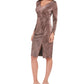 Vince Camuto Women's Metallic Animal Print Stretch Dress Brown Size 4