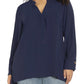 ELOQUII Women's Plus Size Mandarin Collar Tunic - 16, Evening Blue