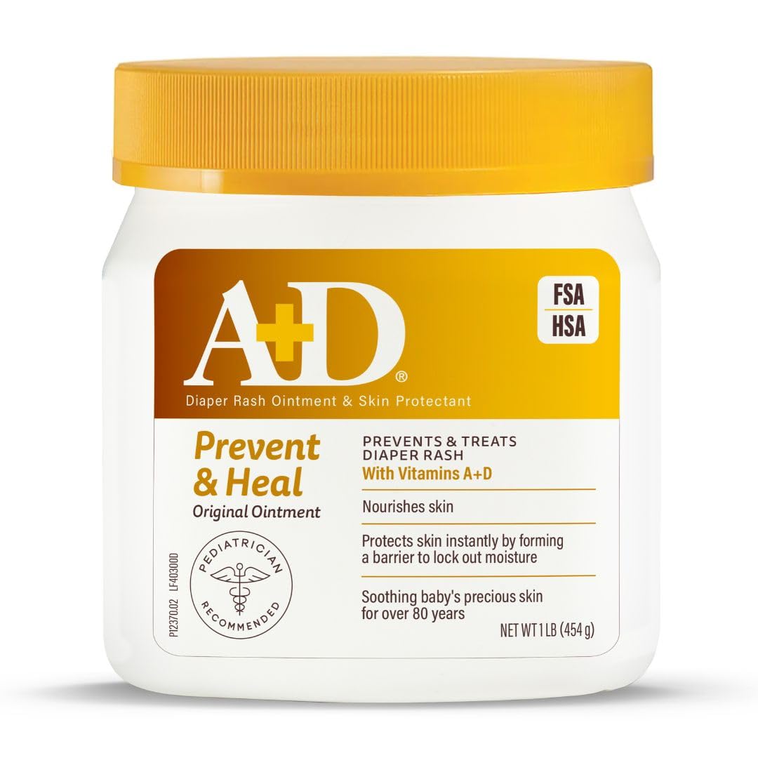 AD Original Diaper Rash Ointment Prevents  Treats Diaper Rash Moisturizing Skin Protectant with Vitamins A  D Healing Skin Ointment for Dry and Cracked Skin 16 oz