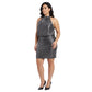 Vince Camuto Women's Bloused Cocktail Dress Black Silver