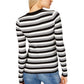 HOOKED UP Womens Black Stretch Metallic Striped Long Sleeve Crew Neck Sweater Juniors S