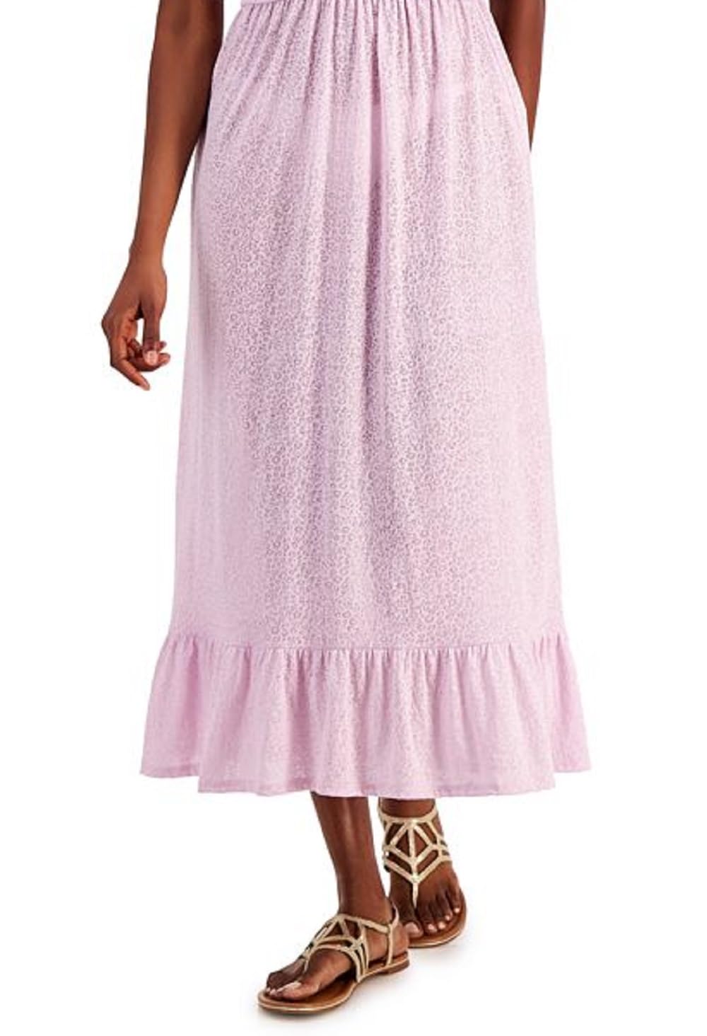 Miken Women's Pink Smocked Midi Dress Cover-Up (M, Pink)