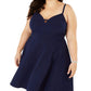 City Studio Womens Plus Sweetheart Neckline Tummy Slimming Party Dress Navy 16W