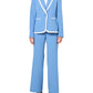 Le Suit Missy Jacket Pant Suit Pale Blue Natural White Size 16