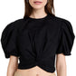 Vince Women's Twist Knot Puff SLV Blouse, Black, XL