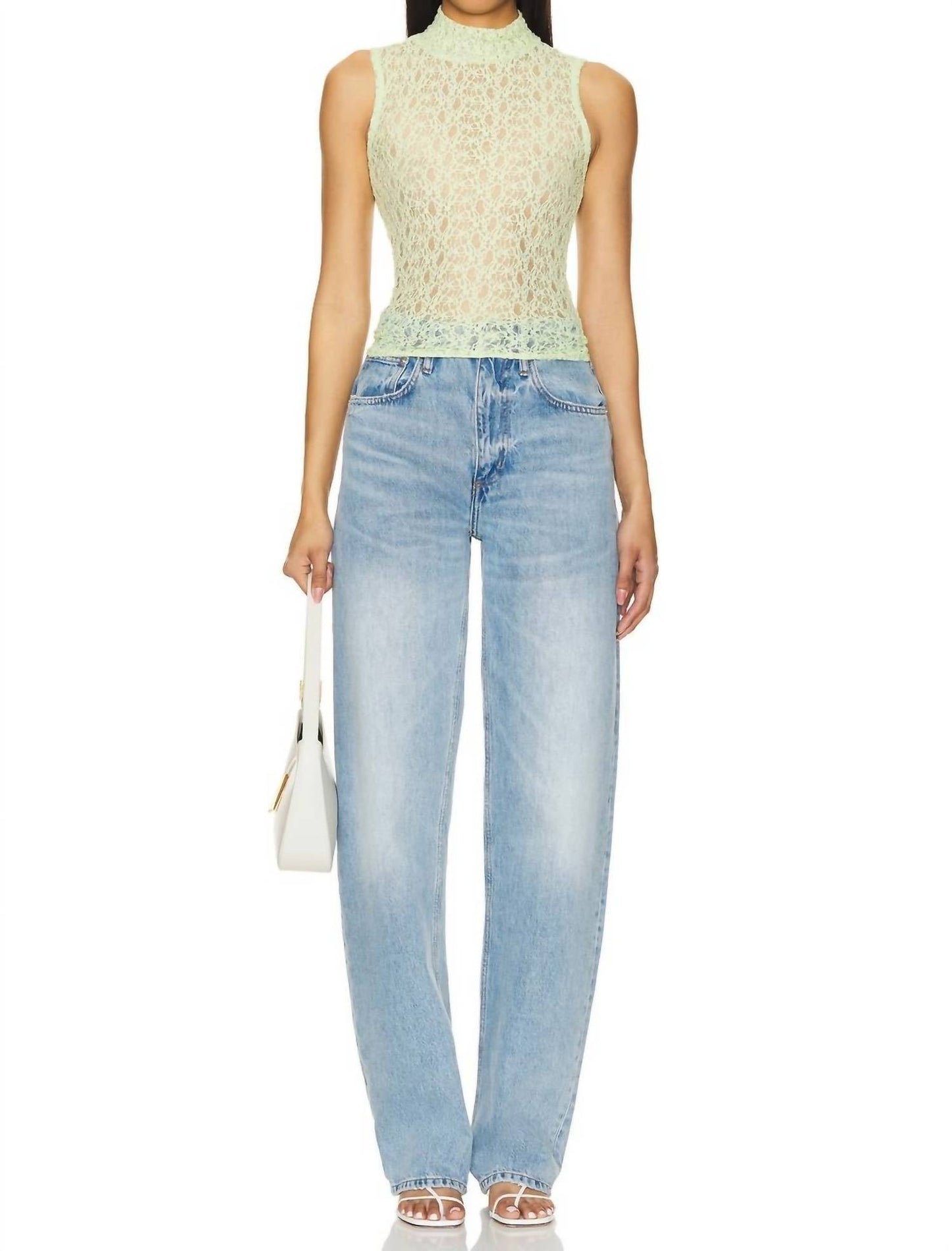 Frame - Mesh Mockneck Top