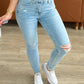 Judy Blue - Mid Rise Tummy Control Distressed Skinny Jeans