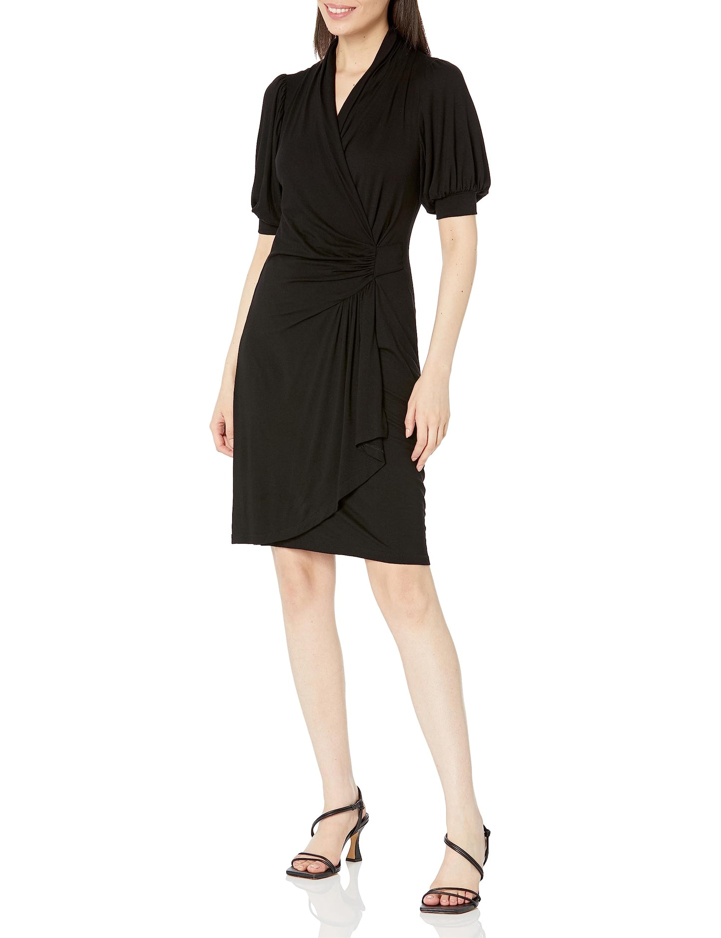 Karen Kane Women's Short Sleeve Wrap Dress, Black