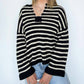Blu Pepper - Striped Split Neck Sweater