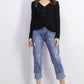 Hippie Rose Juniors' Twist-Front Button-Up Top Black Size Extra Large