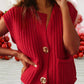 1 The Woman - Solid Textured Knit Buttoned Sweater Vest