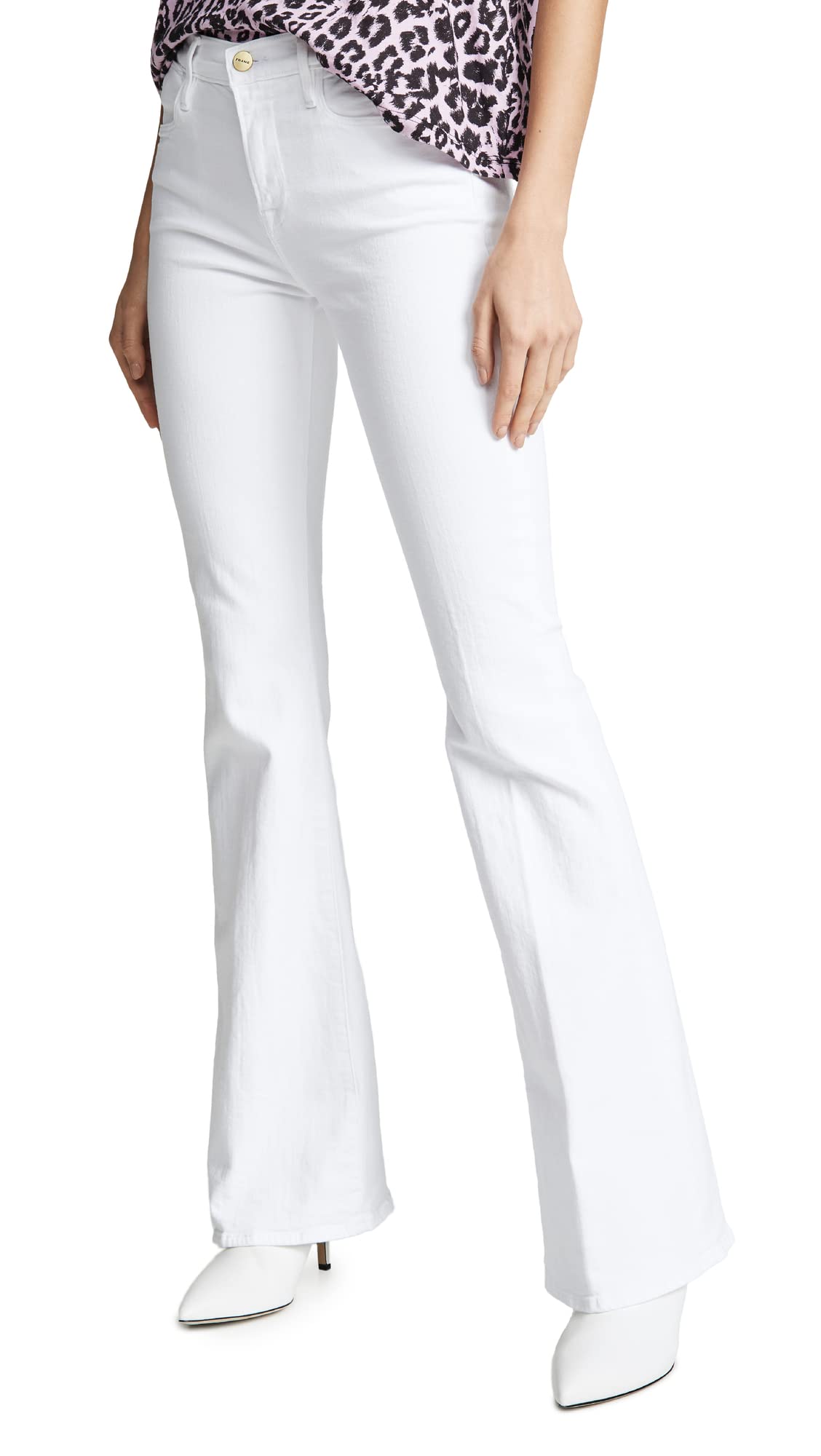 FRAME Women's Le High Flare Jeans, Blanc, White, 30