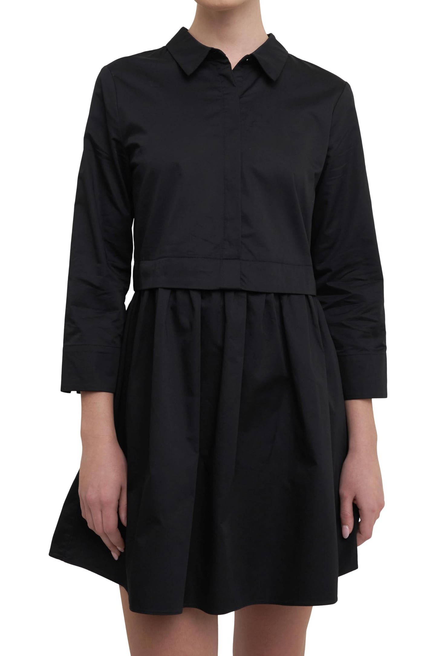 English Factory Women's Shirt Mini Dress, Black, M