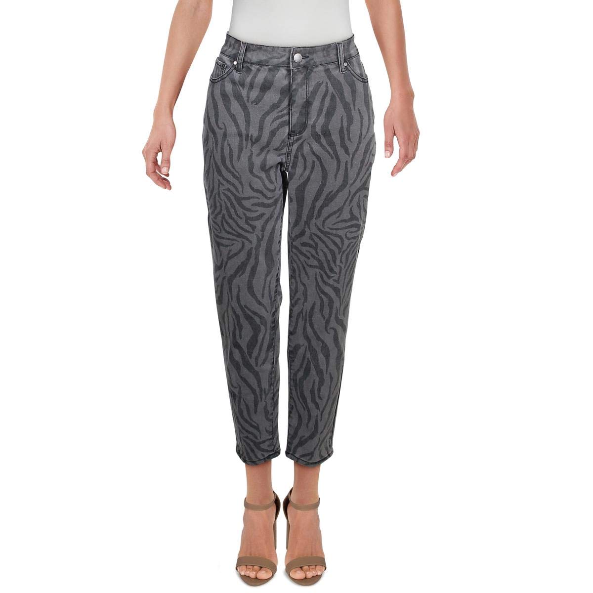 Tinseltown Womens Juniors Animal Print Mid-Rise Skinny Jeans Gray 5