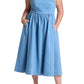 ELOQUII Women's Plus Size Denim Corset Bodice Midi Dress - 20, Medium Wash