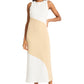 Donna Morgan Womens Sleeveless Fitted Midi Sheath Dress with High Neckline Ivory