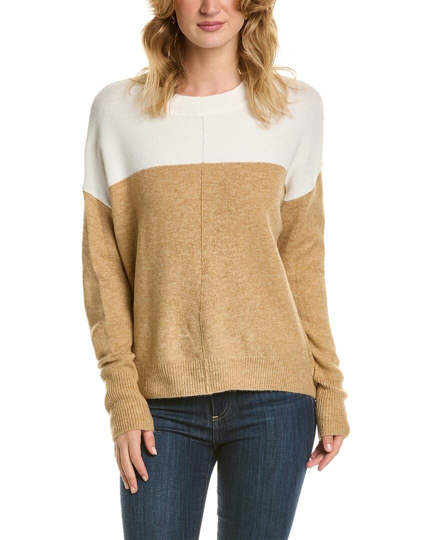 Vince Camuto, Womens, Extend Shoulder Color Cozy Sweater, Antique White, Small