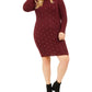Planet Gold Womens Plus Studded Ribbed Sweaterdress Red 1X