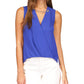 MICHAEL Michael Kors Women’s Crepe Chain Faux-Wrap Top in Royal (US, Alpha, Large, Regular, Regular)