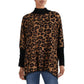 Anne Klein Women's Metallic Animal Print Mock Turtleneck Sweater