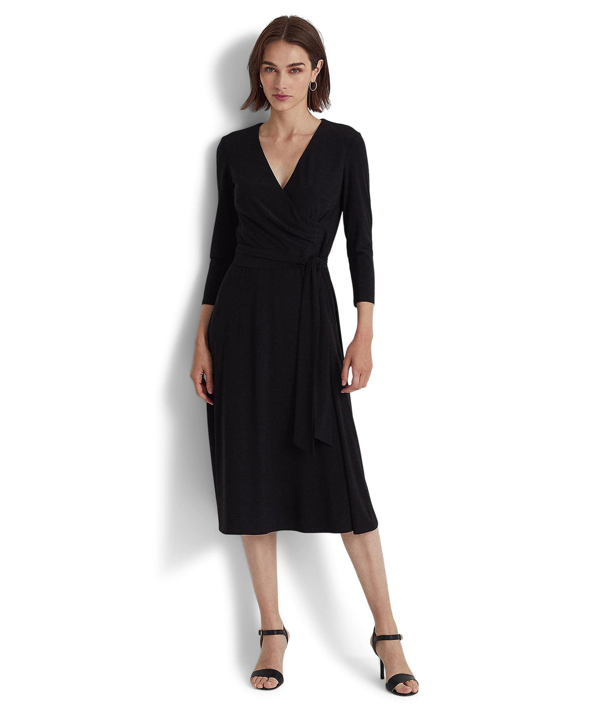 Lauren Ralph Lauren Jersey Matte Midi Dress Black 0