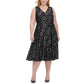 Tommy Hilfiger Womens Plus V Neck Lace Midi Dress Black 14W