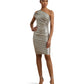 Lauren Ralph Lauren Womens Metallic One Shoulder Cocktail Dress Bright Nickel Silver Foil Size 4
