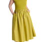ELOQUII Women's Plus Size Boat Neck Mixed Fabric Dress - 28, Chartreuse