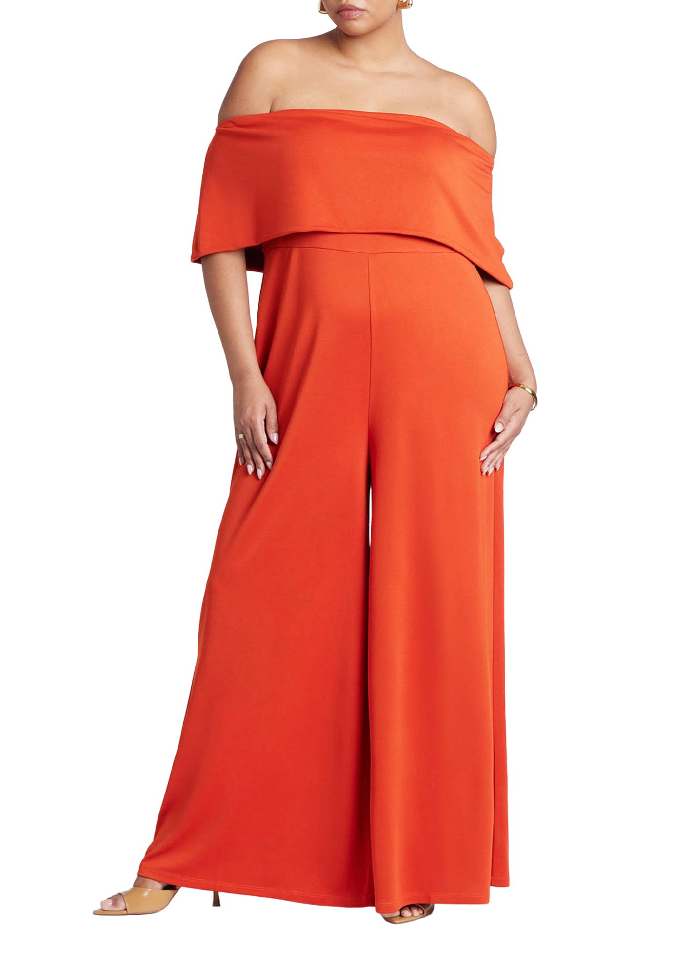 ELOQUII Women's Plus Size Off Shoulder Jumpsuit - 20, Autumn