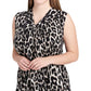 Kasper Womens Animal Print Cut-Out Blouse Brown XS