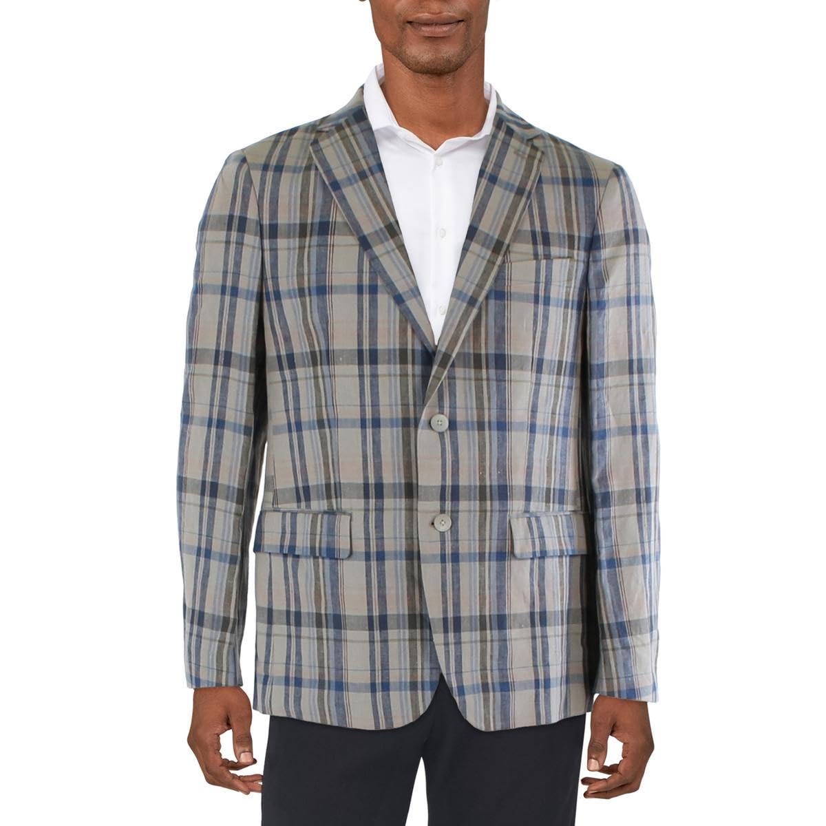 Lauren Ralph Lauren Men's Classic-Fit Ultraflex Linen Blazer (42R, Tan/Blue)
