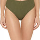 DKNY Textured High-Waist Bikini Bottom Women's Swimsuit Moss Micro Scrunch Medium