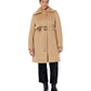 Sam Edelman Asymmetrical Trench with Knit Collar insert Camel