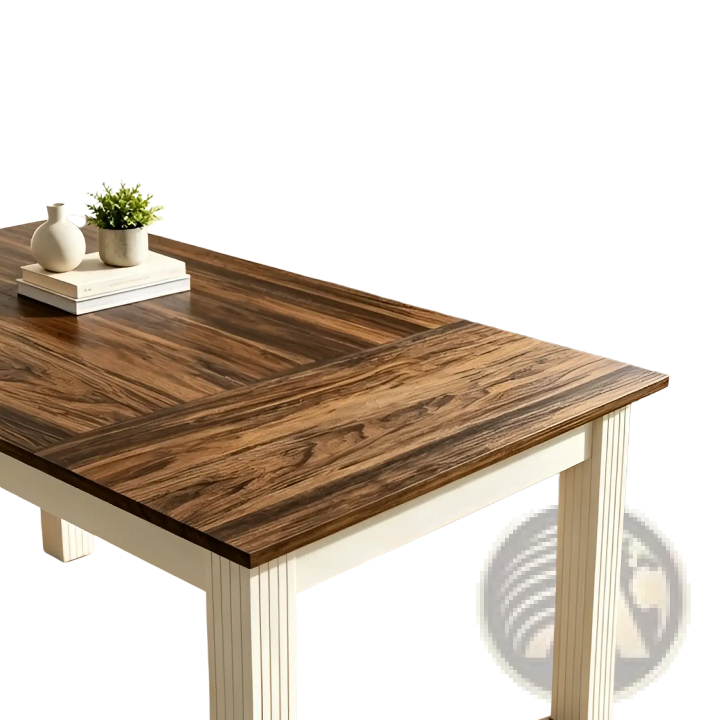 62 Inch White and Brown Wooden Executive Office Desk