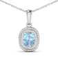 1.35 Carat Genuine Aquamarine and White Diamond 14K White Gold Pendant