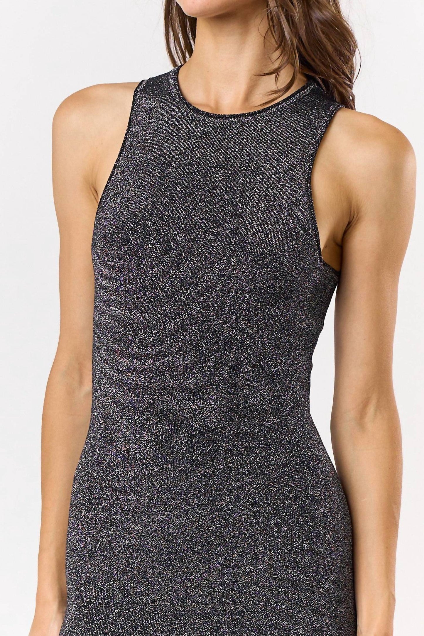 Lalavon - Shimmer Sleeveless Mermaid Midi Dress