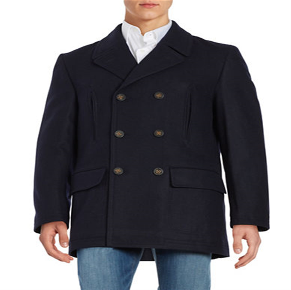 Ralph Lauren Men's Double Breasted Wool Blend Coat Blue Size 36