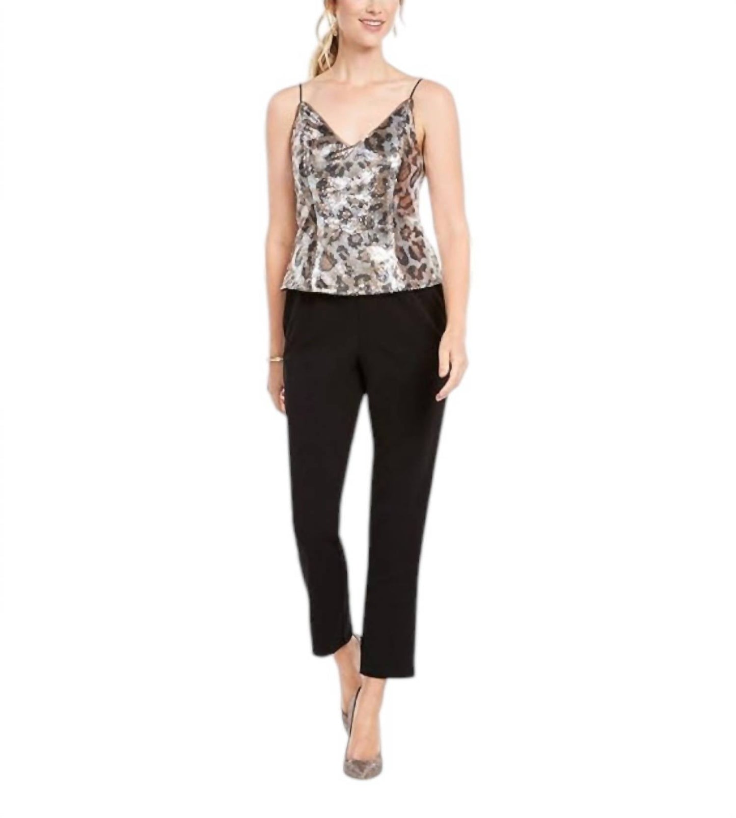 Adrianna Papell - Spaghetti Strap Popover Jumpsuit