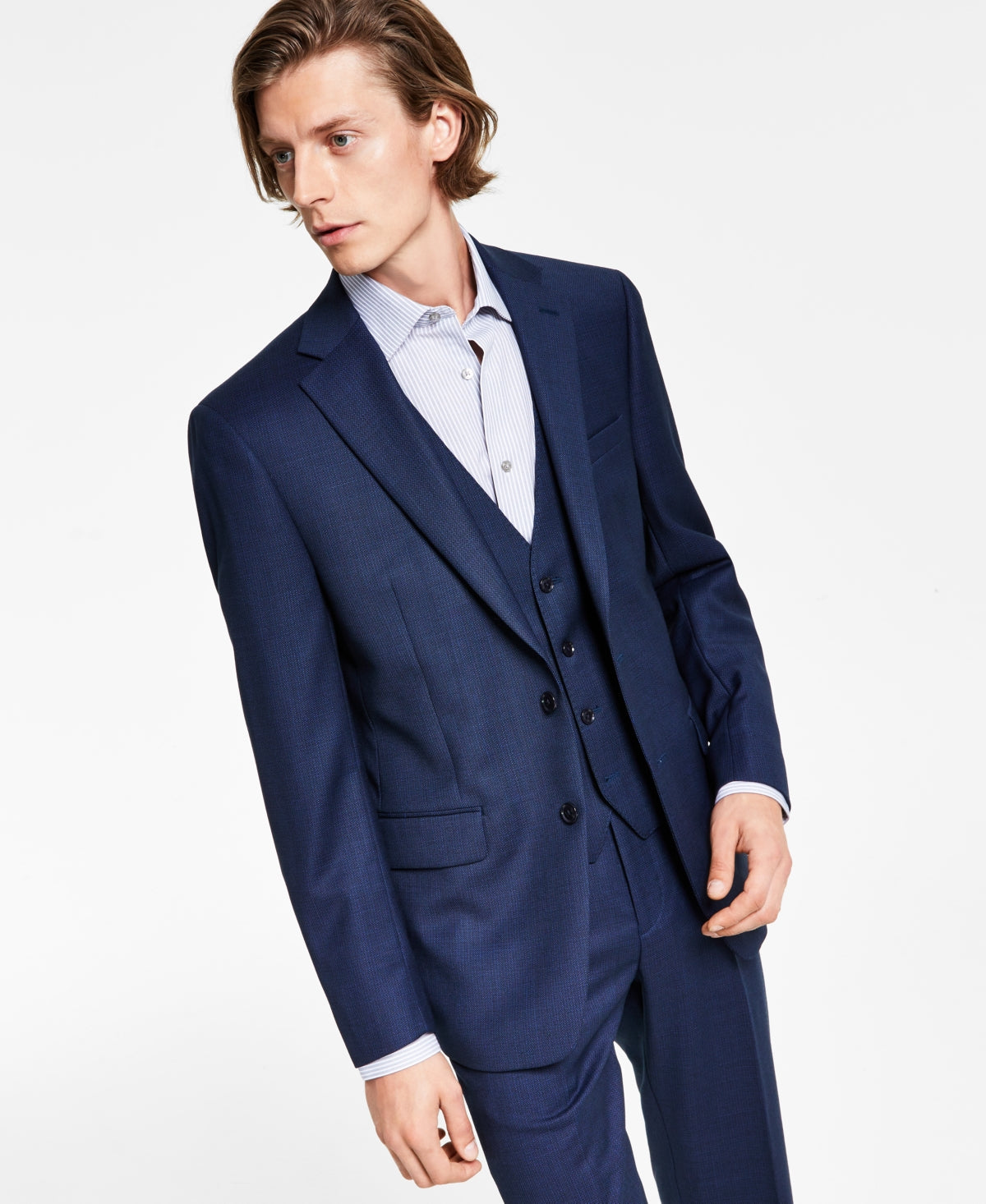 Calvin Klein Men's X Fit Slim Fit Stretch Suit Jackets Blue Size 36