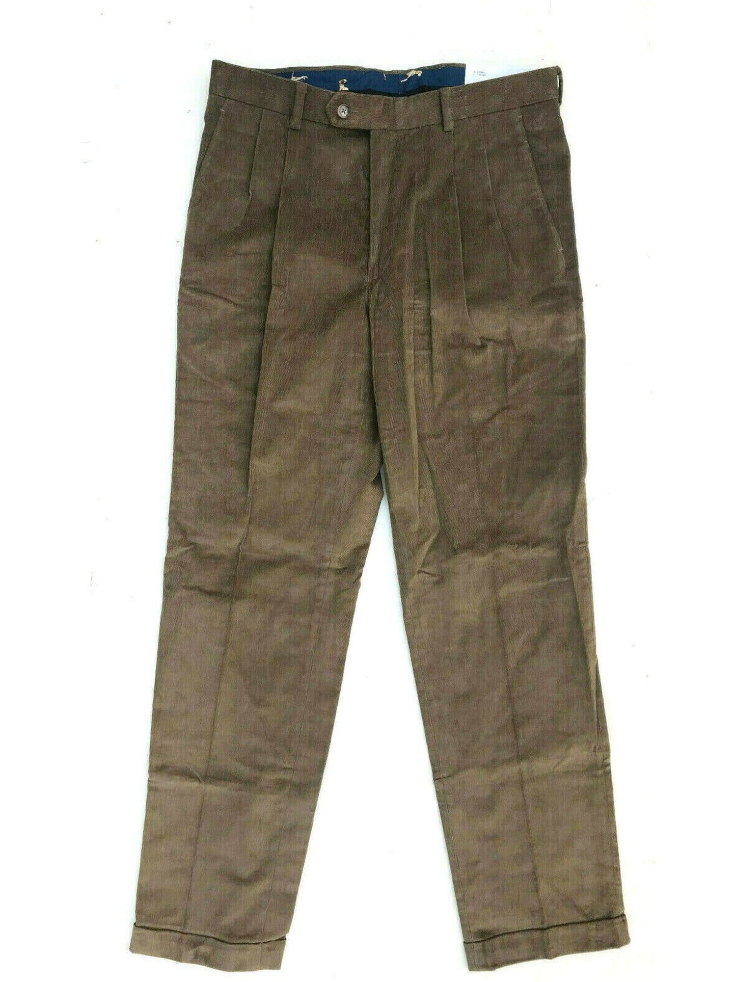 Ralph Lauren Men's Neil Pleated Velveteen Corduroy Pants Brown Size 32X32