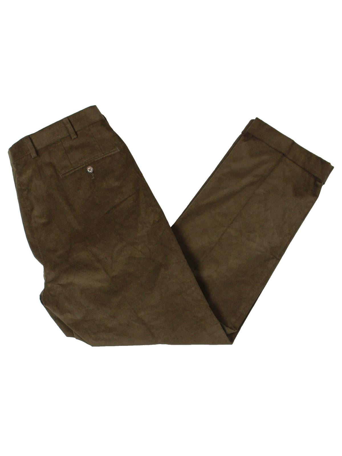 Ralph Lauren Men's Neil Pleated Velveteen Corduroy Pants Brown Size 32X32