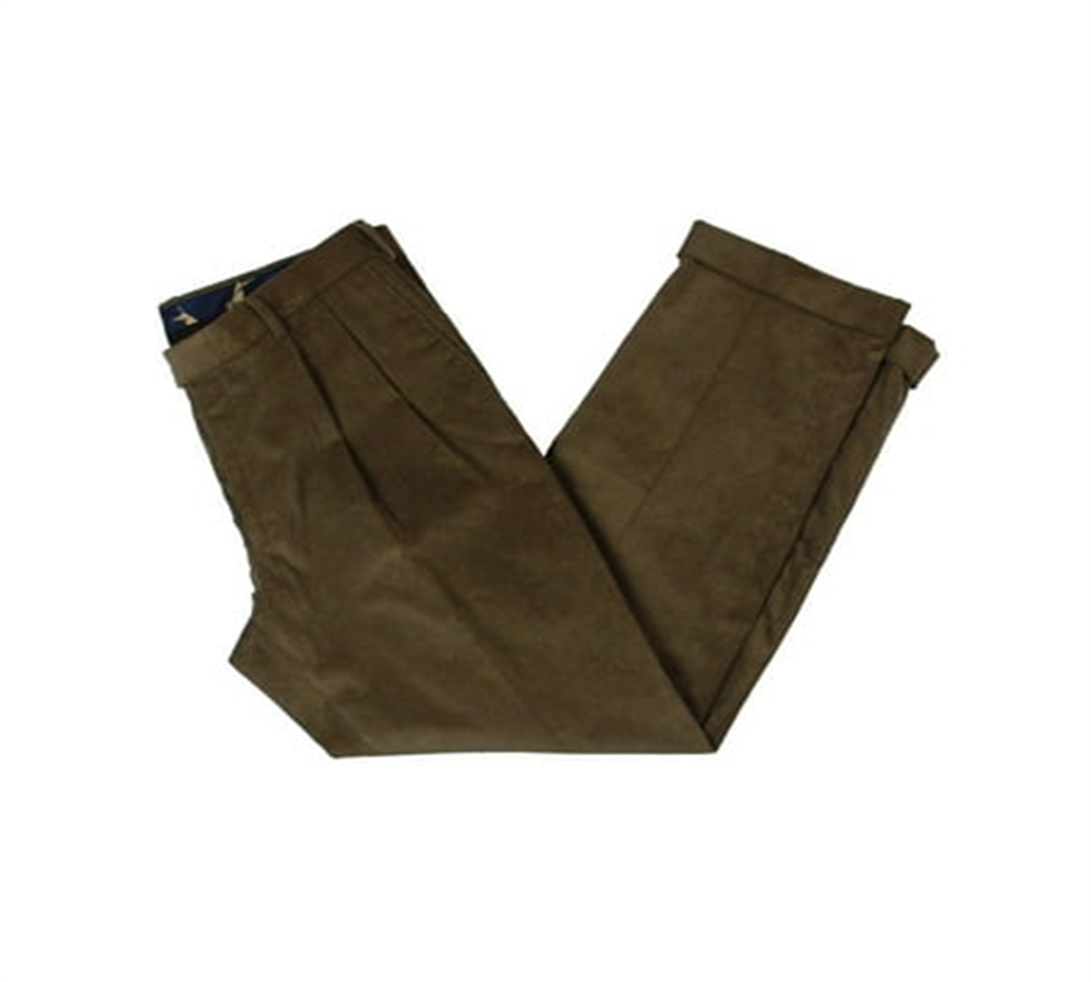 Ralph Lauren Men's Neil Pleated Velveteen Corduroy Pants Brown Size 32X32