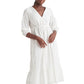 Black Tape Women's Buttoned Eyelet Midi Dress White Size Medium