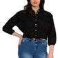 Black Tape Women's Cotton Crochet Tie Front Blouse Black Size Medium