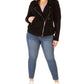 Black Tape Women's Stretch Knit Moto Jacket Black Size 3X